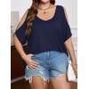 imageSOLY HUX Womens Plus Size Cold Shoulder Tops Summer Casual Trendy Scoop Neck Loose Tees T ShirtsDark Blue