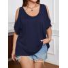 imageSOLY HUX Womens Plus Size Cold Shoulder Tops Summer Casual Trendy Scoop Neck Loose Tees T ShirtsDark Blue