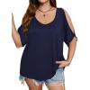 imageSOLY HUX Womens Plus Size Cold Shoulder Tops Summer Casual Trendy Scoop Neck Loose Tees T ShirtsDark Blue