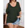 imageSOLY HUX Womens Plus Size Cold Shoulder Tops Summer Casual Trendy Scoop Neck Loose Tees T ShirtsDark Green