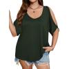 imageSOLY HUX Womens Plus Size Cold Shoulder Tops Summer Casual Trendy Scoop Neck Loose Tees T ShirtsDark Green
