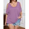 imageSOLY HUX Womens Plus Size Cold Shoulder Tops Summer Casual Trendy Scoop Neck Loose Tees T ShirtsDusty Purple