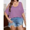 imageSOLY HUX Womens Plus Size Cold Shoulder Tops Summer Casual Trendy Scoop Neck Loose Tees T ShirtsDusty Purple