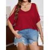imageSOLY HUX Womens Plus Size Cold Shoulder Tops Summer Casual Trendy Scoop Neck Loose Tees T ShirtsPlain Red