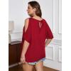 imageSOLY HUX Womens Plus Size Cold Shoulder Tops Summer Casual Trendy Scoop Neck Loose Tees T ShirtsPlain Red