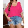 imageSOLY HUX Womens Plus Size Cold Shoulder Tops Summer Casual Trendy Scoop Neck Loose Tees T ShirtsSolid Pink