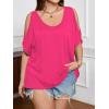 imageSOLY HUX Womens Plus Size Cold Shoulder Tops Summer Casual Trendy Scoop Neck Loose Tees T ShirtsSolid Pink