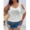 imageSOLY HUX Womens Plus Size Cold Shoulder Tops Summer Casual Trendy Scoop Neck Loose Tees T ShirtsSolid White