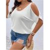 imageSOLY HUX Womens Plus Size Cold Shoulder Tops Summer Casual Trendy Scoop Neck Loose Tees T ShirtsSolid White