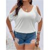 imageSOLY HUX Womens Plus Size Cold Shoulder Tops Summer Casual Trendy Scoop Neck Loose Tees T ShirtsSolid White