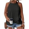 imageSOLY HUX Womens Plus Size Halter Tops Summer Casual Ruffle Sleeveless Asymmetrical Top CamisoleSolid Black