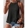 imageSOLY HUX Womens Plus Size Halter Tops Summer Casual Ruffle Sleeveless Asymmetrical Top CamisoleSolid Black