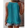 imageSOLY HUX Womens Plus Size Halter Tops Summer Casual Ruffle Sleeveless Asymmetrical Top CamisoleSolid Dark Green