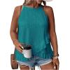 imageSOLY HUX Womens Plus Size Halter Tops Summer Casual Ruffle Sleeveless Asymmetrical Top CamisoleSolid Dark Green
