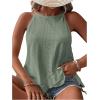 imageSOLY HUX Womens Plus Size Halter Tops Summer Casual Ruffle Sleeveless Asymmetrical Top CamisoleSolid Green