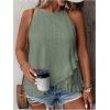 imageSOLY HUX Womens Plus Size Halter Tops Summer Casual Ruffle Sleeveless Asymmetrical Top CamisoleSolid Green