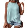 imageSOLY HUX Womens Plus Size Halter Tops Summer Casual Ruffle Sleeveless Asymmetrical Top CamisoleSolid Light Blue