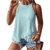 imageSOLY HUX Womens Plus Size Halter Tops Summer Casual Ruffle Sleeveless Asymmetrical Top CamisoleSolid Light Blue