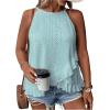 imageSOLY HUX Womens Plus Size Halter Tops Summer Casual Ruffle Sleeveless Asymmetrical Top CamisoleSolid Light Blue
