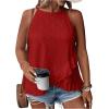 imageSOLY HUX Womens Plus Size Halter Tops Summer Casual Ruffle Sleeveless Asymmetrical Top CamisoleSolid Red