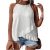 imageSOLY HUX Womens Plus Size Halter Tops Summer Casual Ruffle Sleeveless Asymmetrical Top CamisoleSolid White