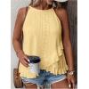 imageSOLY HUX Womens Plus Size Halter Tops Summer Casual Ruffle Sleeveless Asymmetrical Top CamisoleSolid Yellow