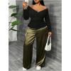 imageSOLY HUX Womens Plus Size Off Shoulder Tops Ruched Wrap Long Sleeve Shirt Casual Slim Fit Tee ShirtsPure Black