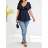 imageSOLY HUX Womens Plus Size Peplum Tops Casual Ruched Ruffle V Neck Short Sleeve T Shirts Cute TeesDark Blue