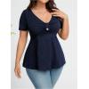 imageSOLY HUX Womens Plus Size Peplum Tops Casual Ruched Ruffle V Neck Short Sleeve T Shirts Cute TeesDark Blue