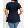 imageSOLY HUX Womens Plus Size Peplum Tops Casual Ruched Ruffle V Neck Short Sleeve T Shirts Cute TeesDark Blue