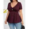 imageSOLY HUX Womens Plus Size Peplum Tops Casual Ruched Ruffle V Neck Short Sleeve T Shirts Cute TeesPlain Burgundy