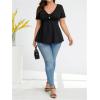 imageSOLY HUX Womens Plus Size Peplum Tops Casual Ruched Ruffle V Neck Short Sleeve T Shirts Cute TeesPure Black