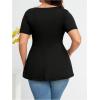 imageSOLY HUX Womens Plus Size Peplum Tops Casual Ruched Ruffle V Neck Short Sleeve T Shirts Cute TeesPure Black