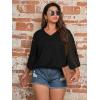 imageSOLY HUX Womens Plus Size Swiss Dots V Neck 34 Sleeve Casual Blouse TopsPure Black