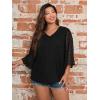 imageSOLY HUX Womens Plus Size Swiss Dots V Neck 34 Sleeve Casual Blouse TopsPure Black