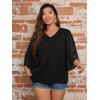 imageSOLY HUX Womens Plus Size Swiss Dots V Neck 34 Sleeve Casual Blouse TopsPure Black