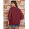 imageSOLY HUX Womens Plus Size Swiss Dots V Neck 34 Sleeve Casual Blouse TopsSolid Burgundy