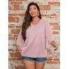 imageSOLY HUX Womens Plus Size Swiss Dots V Neck 34 Sleeve Casual Blouse TopsSolid Dusty Pink