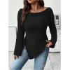 imageSOLY HUX Womens Plus Size T Shirts Boat Neck Off Shoulder Long Sleeve Asymmetrical Hem Tee TopsPlain Black