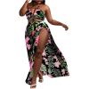 imageSOLY HUX Womens Plus Size 3 Piece Swimsuits Floral Print Halter Bikini Sets Bathing Suit with Beach SkirtPink Tropical