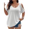 imageSOLY HUX Womens Plus Size Cold Shoulder Tops Summer Casual Trendy Scoop Neck Loose Tees T ShirtsSolid White