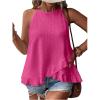 imageSOLY HUX Womens Plus Size Halter Tops Summer Casual Ruffle Sleeveless Asymmetrical Top CamisoleSolid Hot Pink