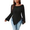 imageSOLY HUX Womens Plus Size T Shirts Boat Neck Off Shoulder Long Sleeve Asymmetrical Hem Tee TopsPlain Black