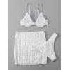 imageSOLY HUX Bikini Sets for Women 3 Piece Swimsuits Underwire Bikini Bathing Suit with Beach Skirt Cover UpWhite