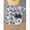 imageSOLY HUX Girls 4 Piece Swimsuits Tropical Print Halter Bikini Set Bathing Suits with Kimono and Cover Up PantsBlack and White