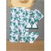 imageSOLY HUX Girls 4 Piece Swimsuits Tropical Print Halter Bikini Set Bathing Suits with Kimono and Cover Up PantsGreen Tropical
