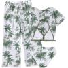 imageSOLY HUX Girls 4 Piece Swimsuits Tropical Print Halter Bikini Set Bathing Suits with Kimono and Cover Up PantsGreen and White