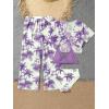 imageSOLY HUX Girls 4 Piece Swimsuits Tropical Print Halter Bikini Set Bathing Suits with Kimono and Cover Up PantsMauve Purple and White