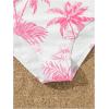 imageSOLY HUX Girls 4 Piece Swimsuits Tropical Print Halter Bikini Set Bathing Suits with Kimono and Cover Up PantsPink Tropical