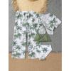 imageSOLY HUX Girls 4 Piece Swimsuits Tropical Print Halter Bikini Set Bathing Suits with Kimono and Cover Up PantsWhite and Green